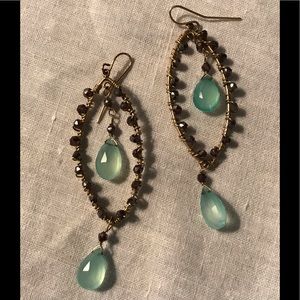 Handmade natural stone oval earrings.